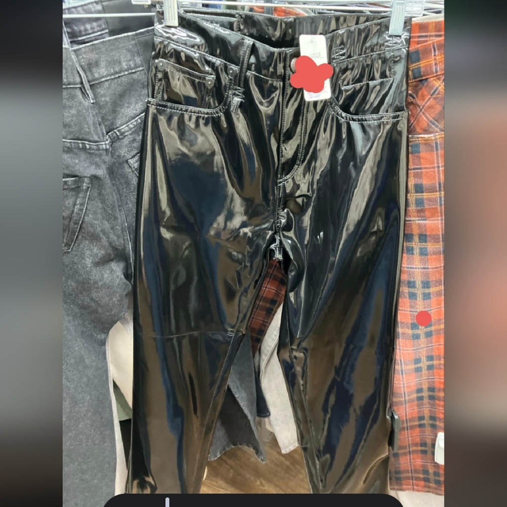 Shiny R13 Black Faux Leather Pants